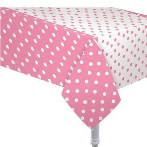 MANTEL PLASTICO LUNARES ROSAS 180x130cm